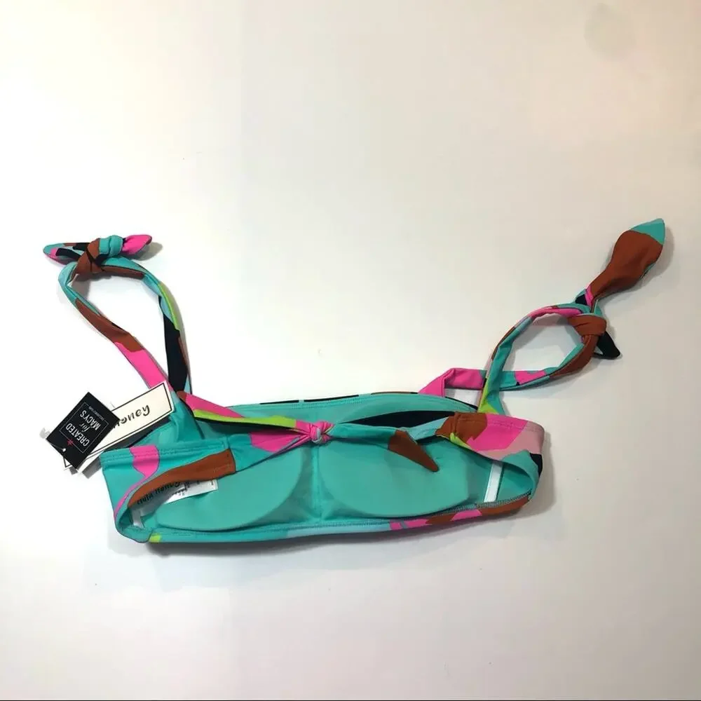 Hula Honey multi camo bralette bikini swim top Sm